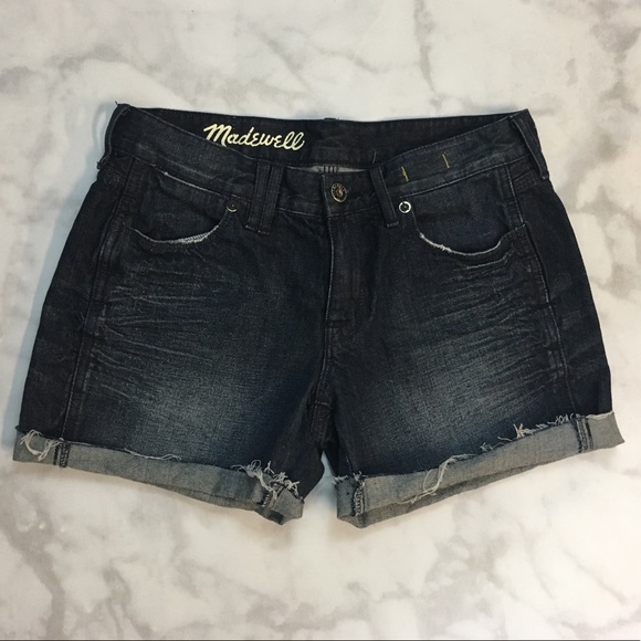 Madewell Pants - Madewell Dark Washed Cuffed Cutoff Denim Shorts